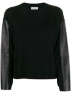 Twin-set Faux Leather-panelled Jumper - Black