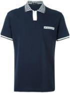 Versace Greca Key Collar Polo Shirt, Men's, Size: Large, Blue, Cotton