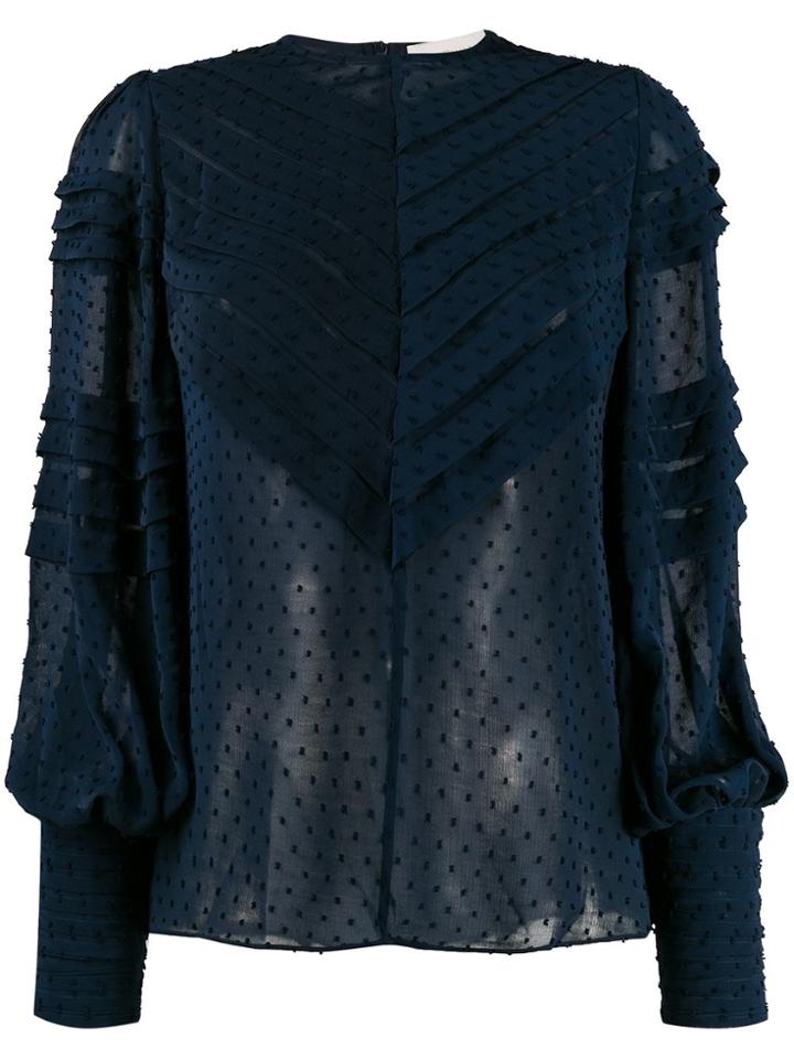 Zimmermann Sabotage Folded Tuck Blouse - Blue