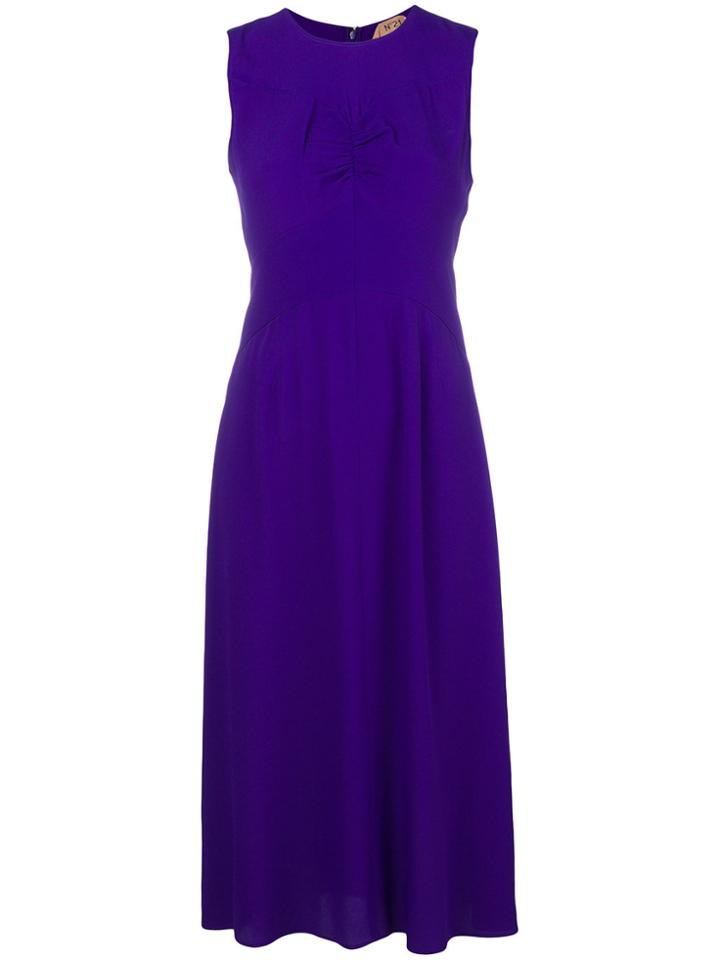 No21 Gathered Front Midi Dress - Pink & Purple