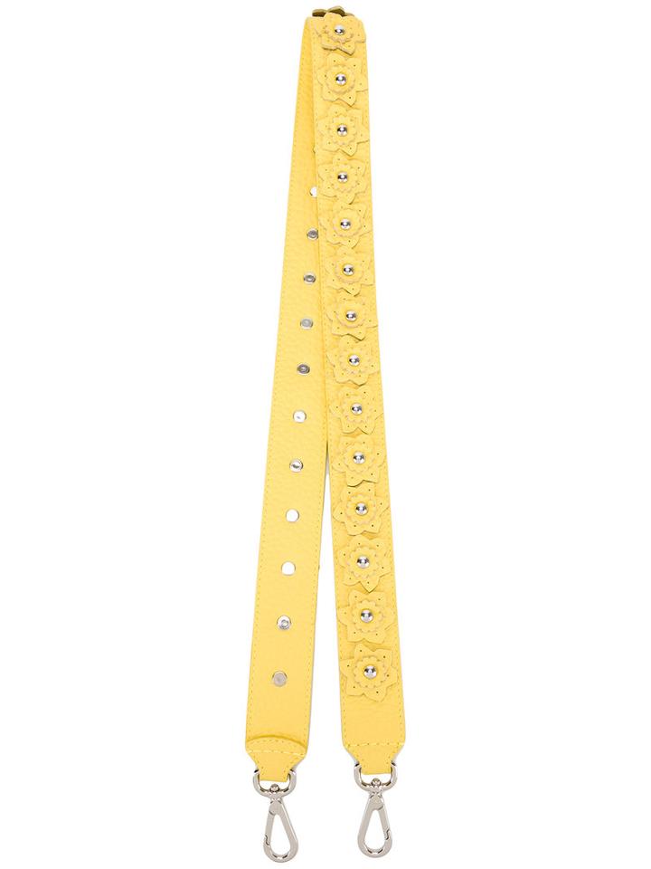 Orciani Floral Detachable Shoulder Strap, Women's, Yellow/orange, Leather