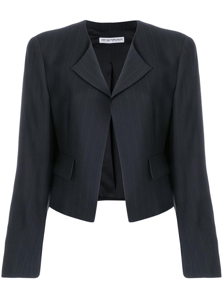 Giorgio Armani Vintage Pinstripe Cropped Jacket - Black