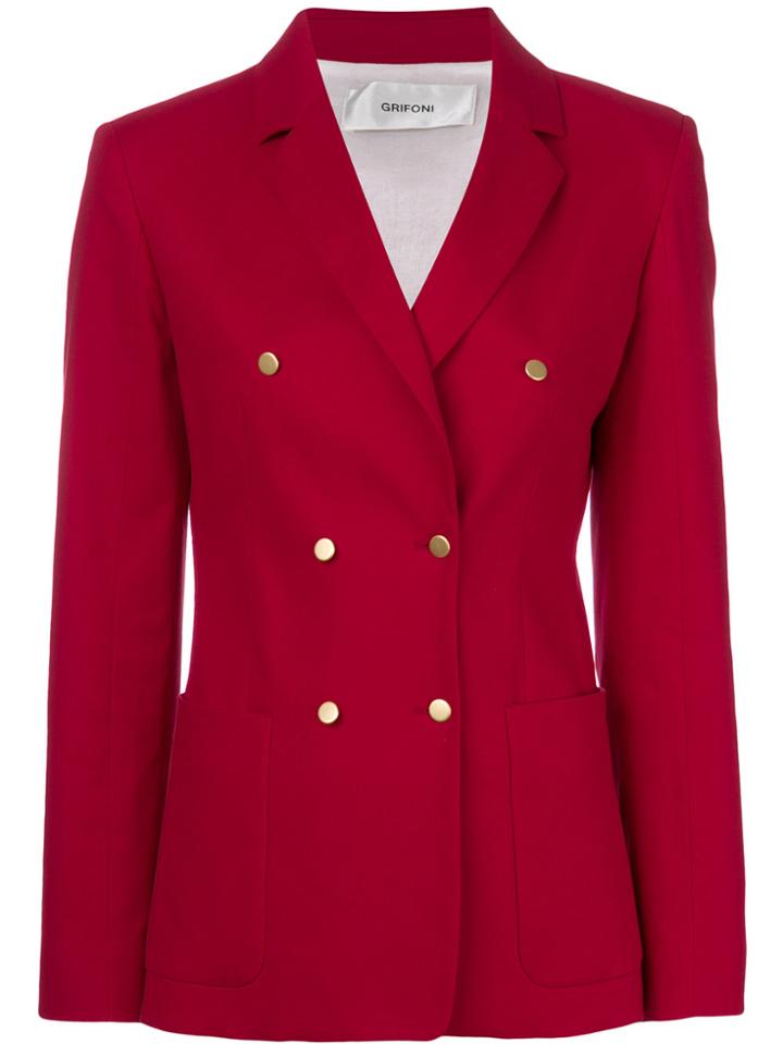 Mauro Grifoni Double Breasted Blazer - Red