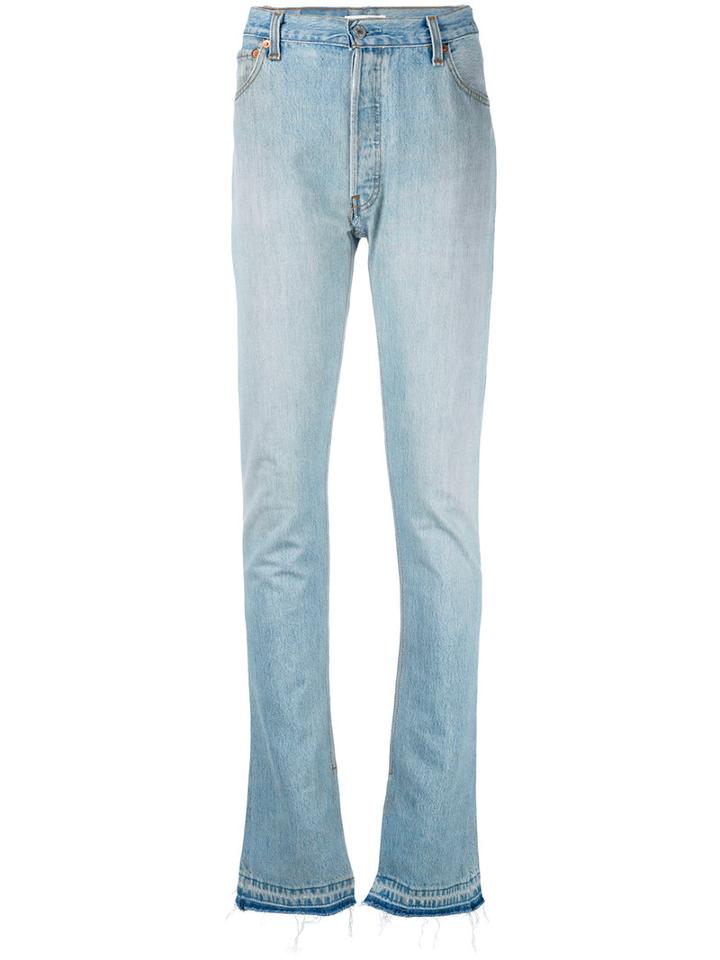 Re/done - Distressed Hem Flared Jeans - Women - Cotton - 28, Blue, Cotton