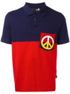Love Moschino Peace Patch Polo Shirt, Men's, Size: Xxl, Blue, Cotton/spandex/elastane
