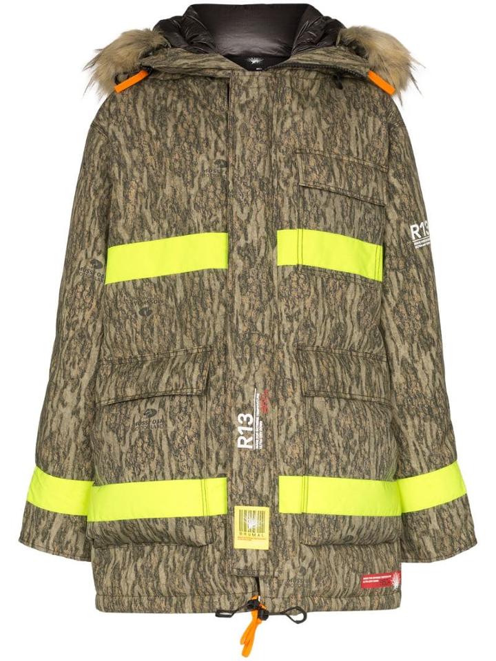 R13 X Brumal Reflective Oversized Parka - Brown