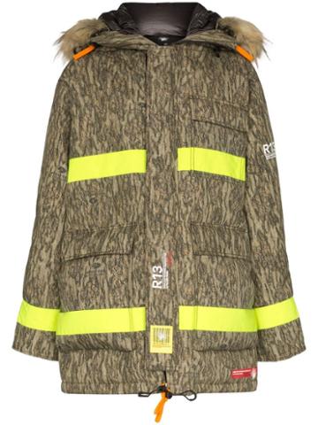 R13 X Brumal Reflective Oversized Parka - Brown
