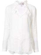 Y's - Gathered Collar Shirt - Women - Ramie/tencel - 2, White, Ramie/tencel