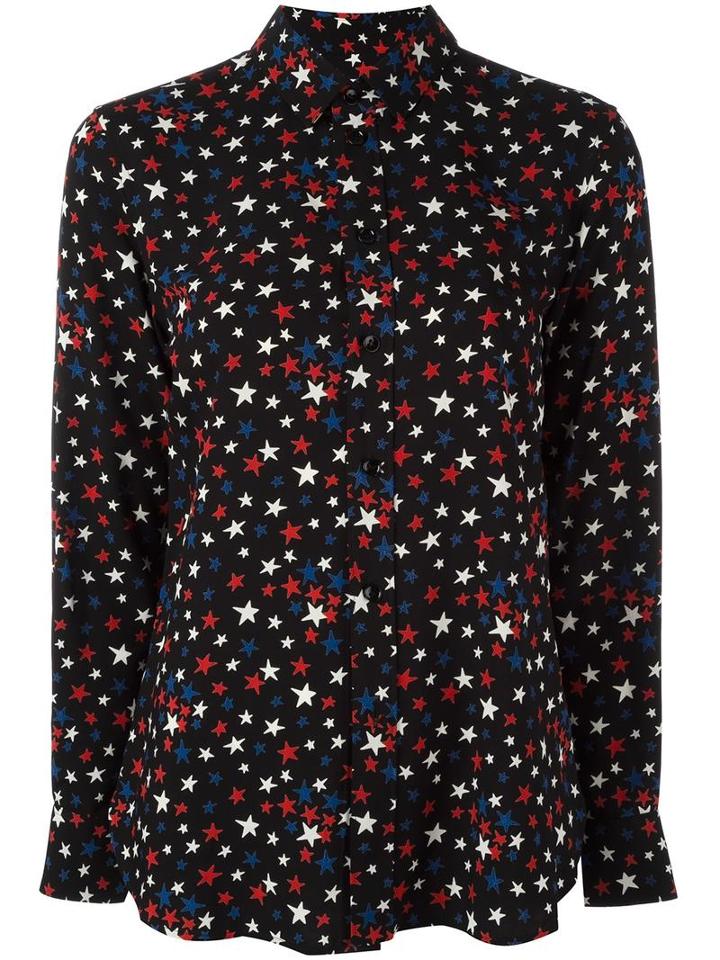 Saint Laurent Star Print Shirt, Women's, Size: 38, Black, Viscose