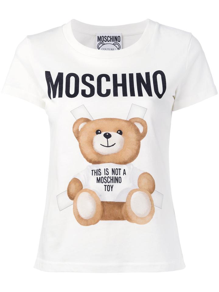 Moschino - Toy Bear Print T-shirt - Women - Cotton - 42, White, Cotton
