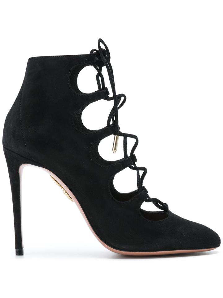 Aquazzura Flirt Laced Boots - Black