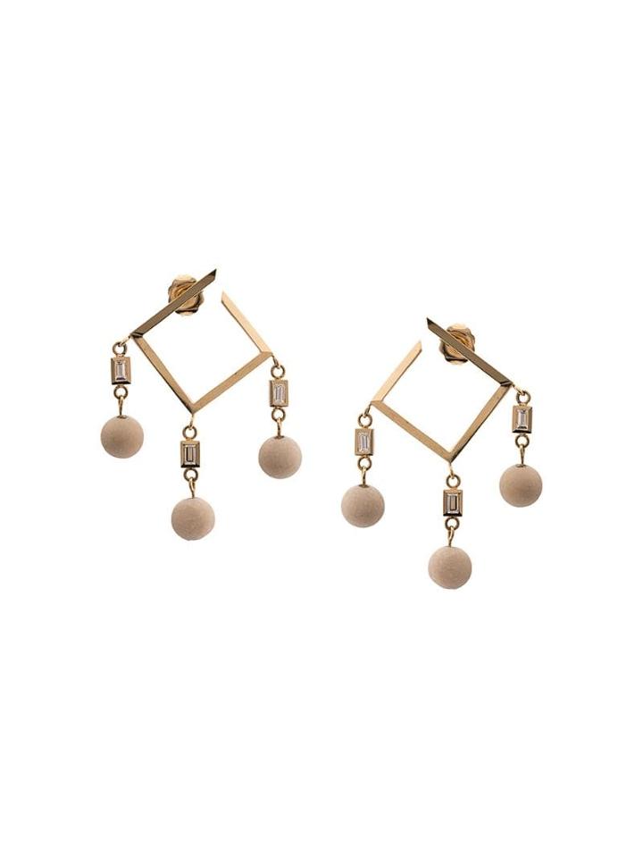 Azlee 18kt Gold White Light Shell Baguette Diamond Earrings