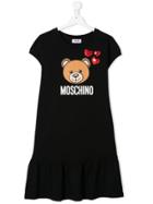Moschino Kids Teen Bear Logo Print Dress - Black
