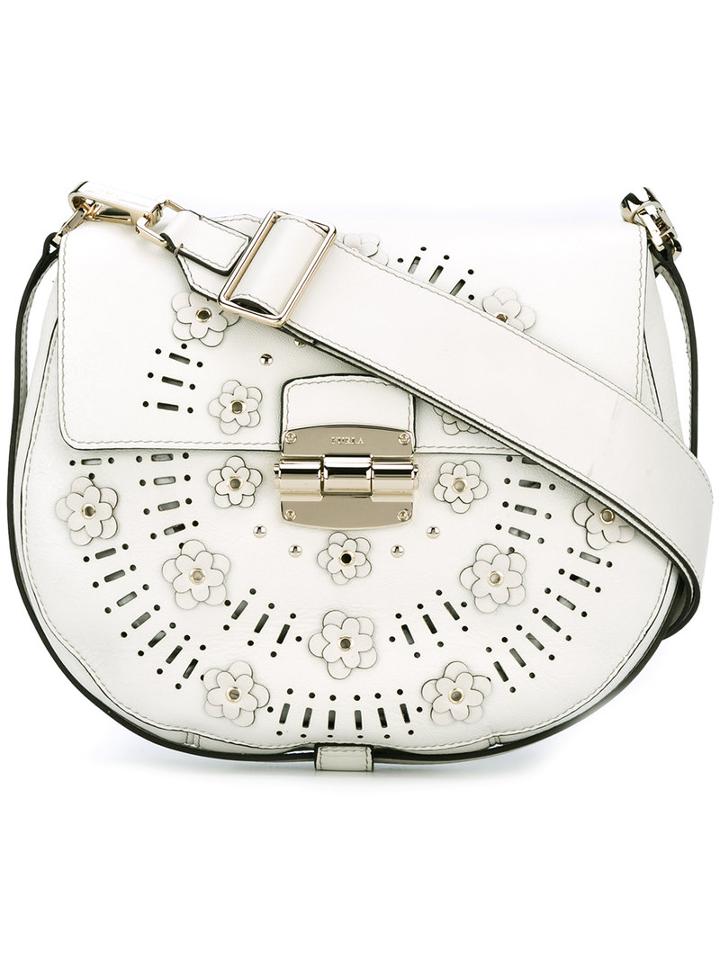 Furla - Flower Detail Shoulder Bag - Women - Calf Leather/metal - One Size, White, Calf Leather/metal