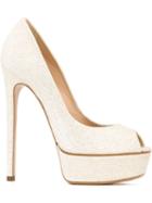 Casadei Platform Pumps, Women's, Size: 38, Nude/neutrals, Leather/pvc