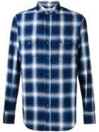 Saint Laurent Checked Western Shirt, Men's, Size: Small, Blue, Cotton