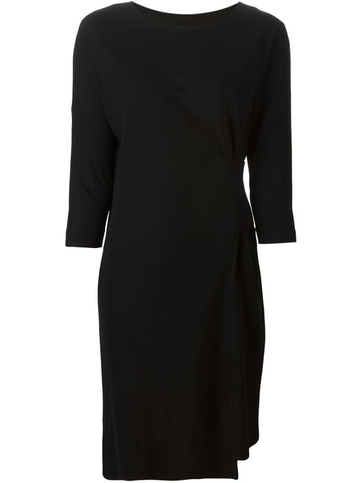 Maison Margiela Gathered Shift Dress, Women's, Size: 40, Black, Viscose/polyamide