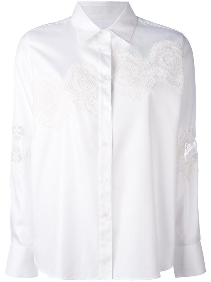 Burberry - Lace-trimmed Shirt - Women - Silk/cotton - 6, White, Silk/cotton