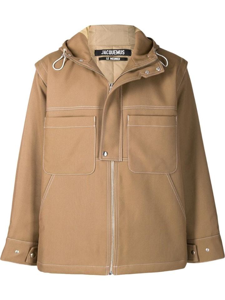 Jacquemus Contrast Stitching Hooded Jacket - Neutrals