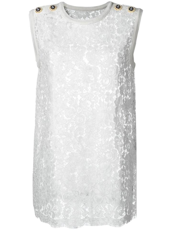 Dolce & Gabbana Floral Lace Tank Top - White