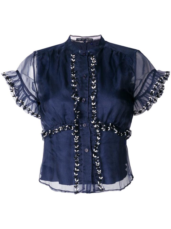 Jupe By Jackie Embroidered Organza Shirt - Blue