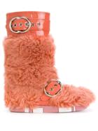 Miu Miu Fur Buckled Boots - Yellow & Orange