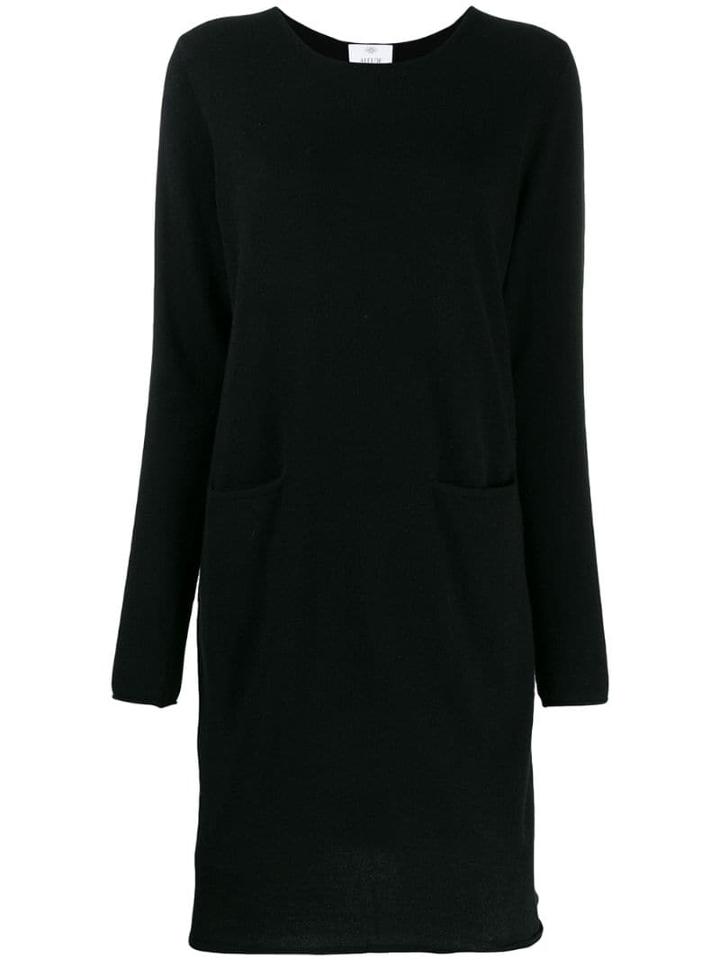 Allude Rolled Hem Knitted Dress - Black