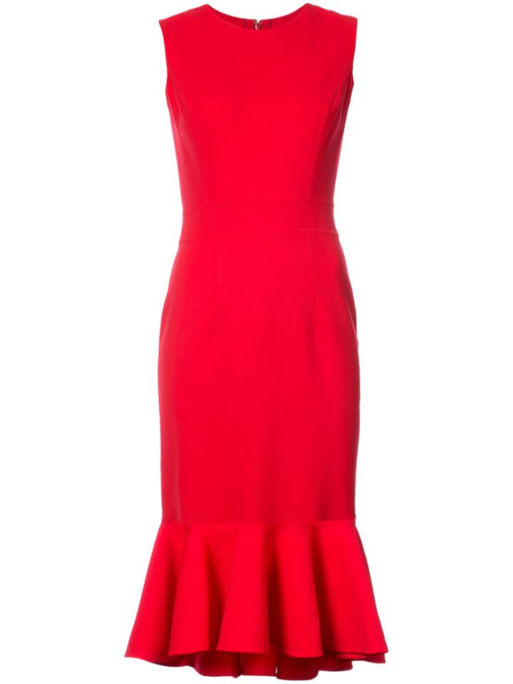 Carolina Herrera Flared Hem Fitted Dress