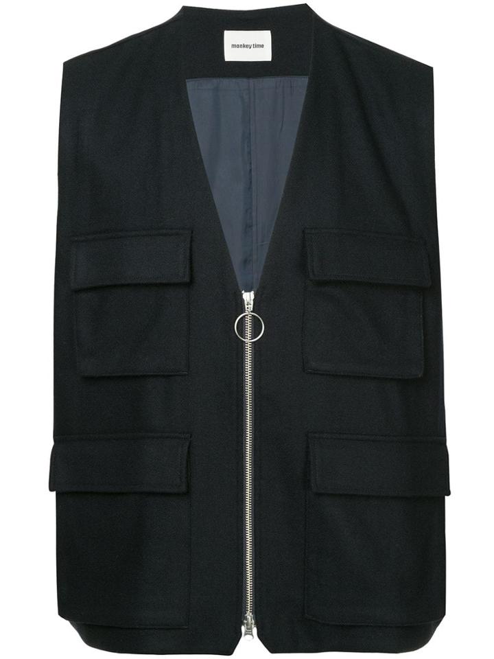 Monkey Time Zip-up Gilet - Blue