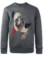 Neil Barrett Modernist Owl Print Sweatshirt, Men's, Size: Medium, Grey, Viscose/polyurethane