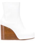 Maison Margiela Square Toe Wedge Boots - White