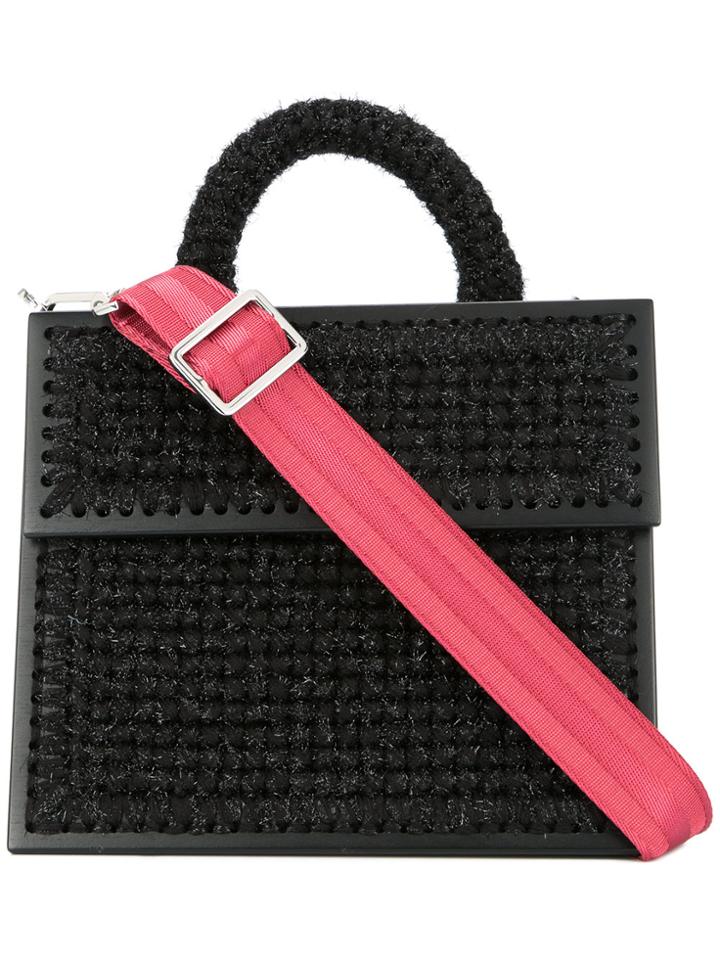 0711 Copacabana Large Woven Handbag - Black