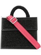 0711 Copacabana Large Woven Handbag - Black