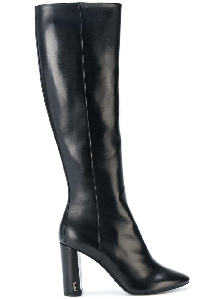 Saint Laurent Heeled Knee Boots - Black