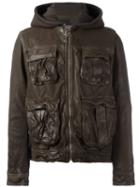 Neil Barrett Hooded Leather Jacket, Men's, Size: Large, Green, Buffalo Leather/cupro/viscose/spandex/elastane
