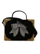 Isla Embellished Velvet Clucth - Black