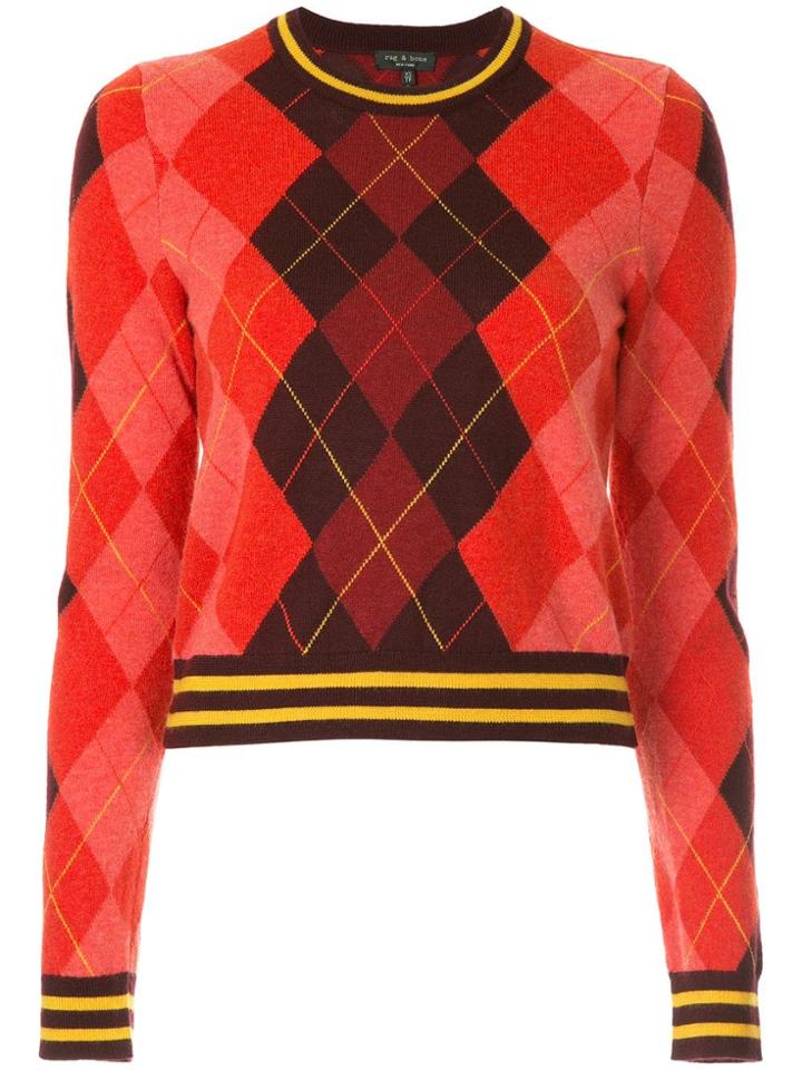 Rag & Bone Check Pattern Jumper - Red