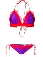 Oseree Lace Inserts Bikini Set - Pink & Purple