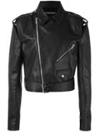 Y / Project Cut-out Detail Cropped Biker Jacket - Black