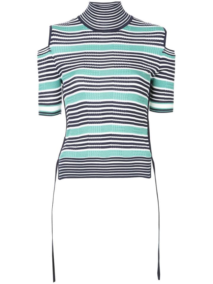 Fendi Striped Cold Shoulder Top - Black