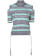 Fendi Striped Cold Shoulder Top - Black