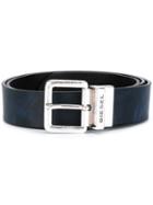 Diesel Branded Buckle Belt, Men's, Size: 95, Blue, Calf Leather/metal