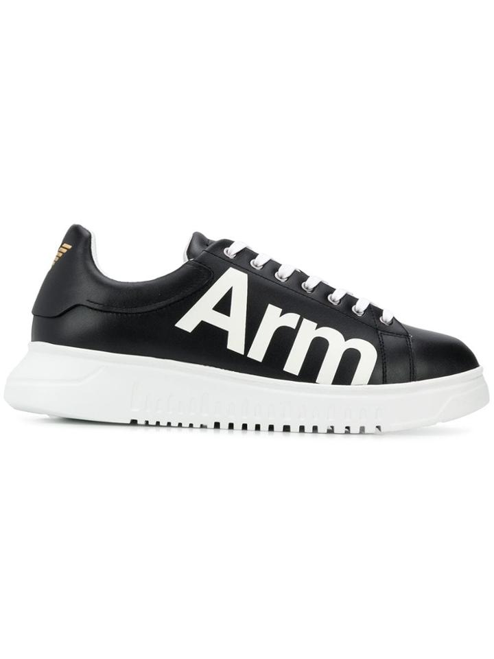 Emporio Armani Logo Print Sneakers - Black