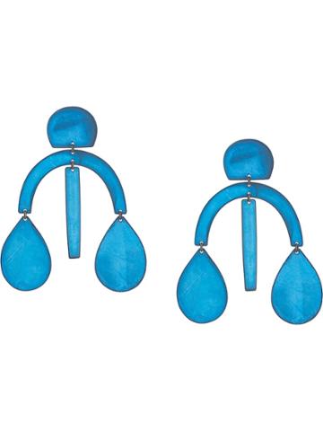 Annie Costello Brown Arc Drop Earrings - Blue