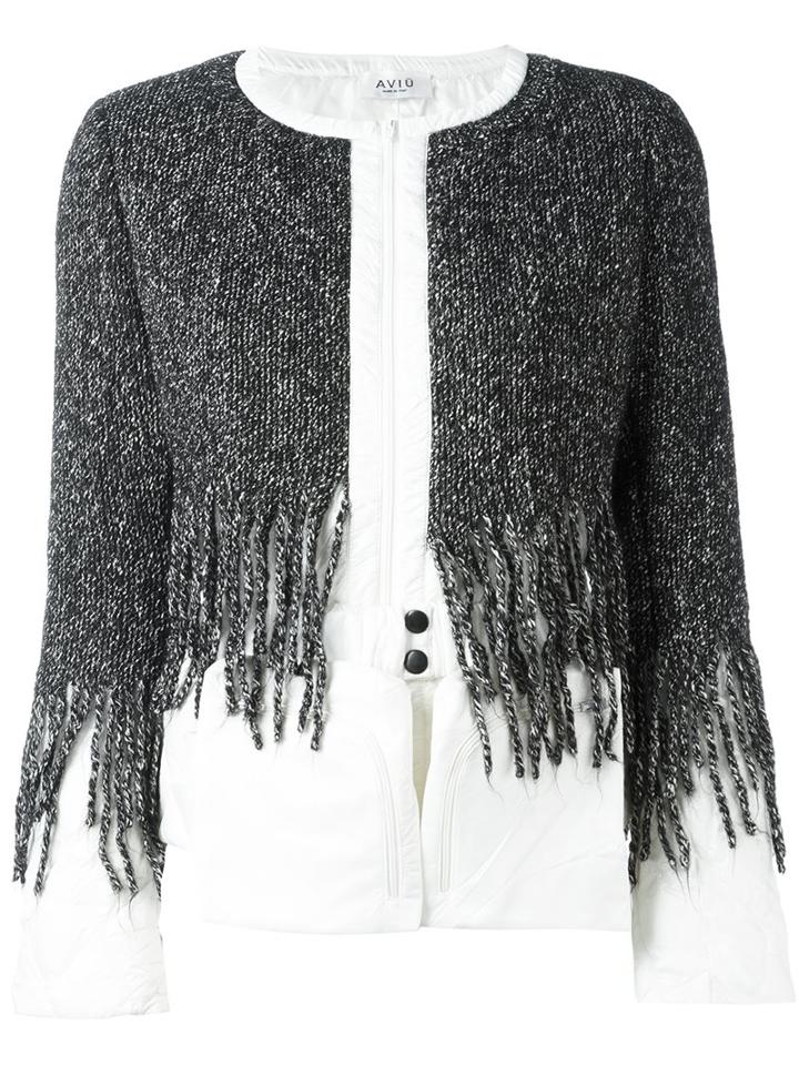 Aviù Fringed Detail Cardigan, Women's, Size: 46, White, Cotton/feather Down/polyamide/wool