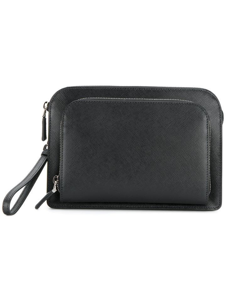Prada Zipped Clutch Bag - Black