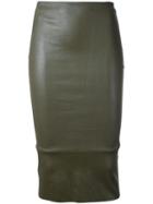 Scanlan Theodore High Waist Pencil Skirt, Women's, Size: 8, Green, Calf Leather