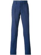 Incotex - Straight Leg Trousers - Men - Linen/flax/wool - 50, Blue, Linen/flax/wool