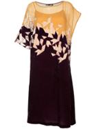 Aula Chiffon And Velvet Dress - Pink & Purple