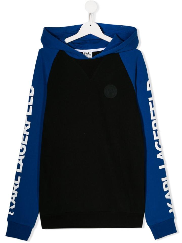 Karl Lagerfeld Kids Teen Colour Block Hoodie - Black
